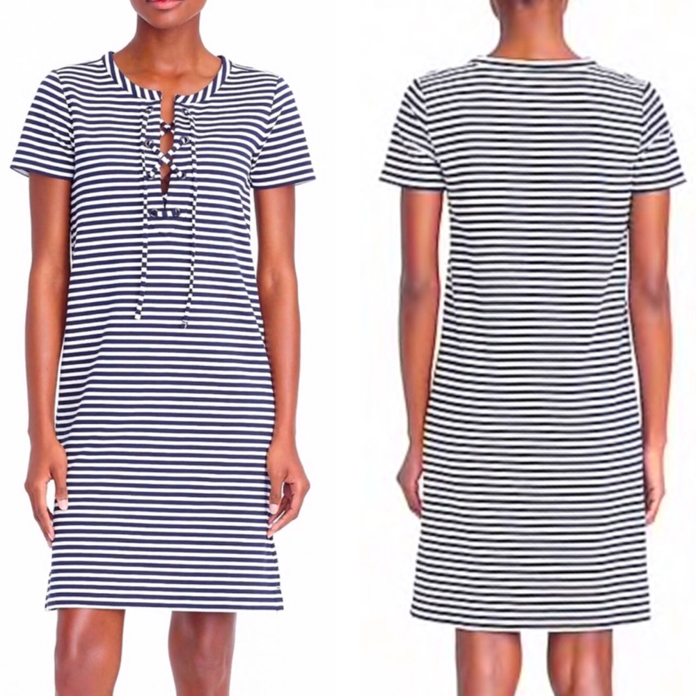 J. Crew Navy and White Striped Dress